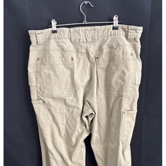 Duluth Trading Co Flex Fire Hose Cargo Work Pants Khaki Tan Mens 38x36 (38x34) - Picture 4 of 8
